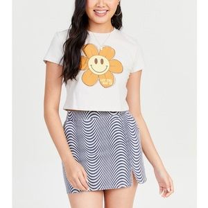 NWT Blue and White Striped Denim Skirt